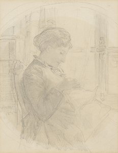 Femme tricotant devant une fenêtre - Albert Anker